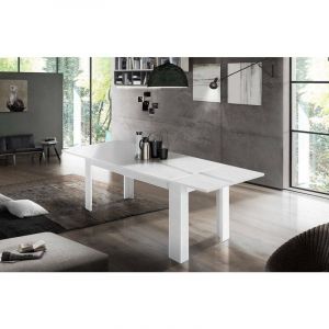 Dmora - Table de salle à manger extensible, Made in Italy, Table moderne avec rallonges, Console extensible, 140 / 190x90h75 cm, couleur blanc