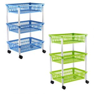 Axentia 235099 Panier roulant 3 corbeilles en plastique