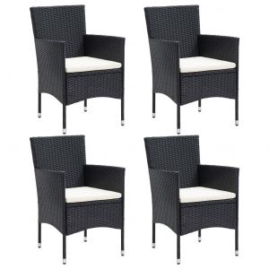 VidaXL Vovo - Chaises de salle &agrave; manger de jardin 4 pcs R&eacute;sine tress&eacute;e Noir