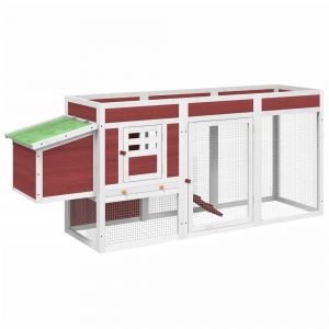Poulailler enclos cage poules moka 204 x 50 x 84 cm bois massif de pin marron 02_0044021
