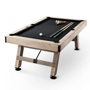 VEVOR Table de Billard 213,4 cm, Kit de Billard Pieds R&eacute;glables, Ensemble d'Accessoires Complets avec Balles, Queues, Craies et Brosse, Couleur Bois avec Tissu Noir, pour Domicile, Club, Caf&eacute;-Bar