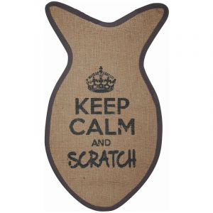 Image de Wouapy Tapis Griffoir pour Chat - Tapis Poisson en Sisal - Tapis a Gratter - Design & Tendance - Inscription « Keep Calm and Scratch » - Pratique & Antidérapant - Gris Anthracite