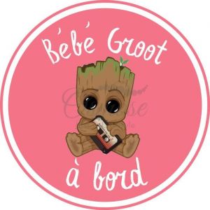 Autocollant Bébé à Bord - Bébé Groot Rose