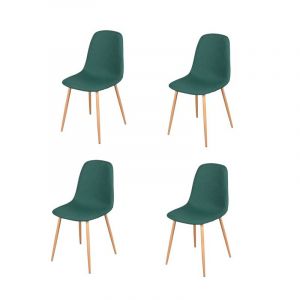 Urban living Lot de 4 chaises en tissu "Oslo" - Vert - L 54 x l 45 x H 87 cm