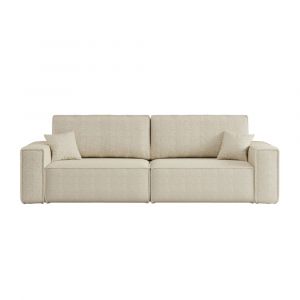 Loungitude Canap&eacute; droit 3 places convertible en tissu bouclette - Beige