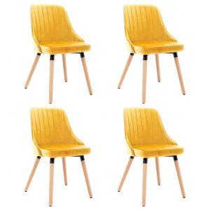 Image de VidaXL Chaises de salle ? manger 4 pcs Jaune Velours