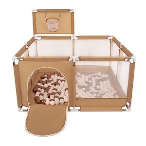 Parc Bébé Avec 400 Balles Plastiques Aire De Jeu Pliable Basket, Beige : Beige Pastel/Cuivre/Perle - beige : beige pastel/cuivre/perle - Selonis