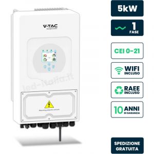 V-TAC Vtac Onduleur photovoltaà¯que hybride 5kW monophasé On-Grid/Off-Grid Deye avec écran tactile lcd et compteur intelligent intégré incluant ct