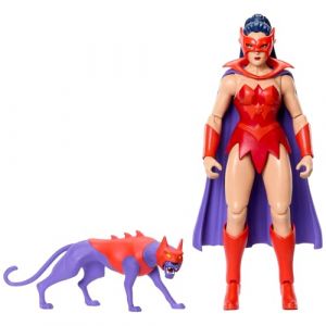 Mattel Les Maîtres de l’Univers Origins Catra Figurine articulée de 14 cm collection Cartoon, héroïne de la série télévisée « She-Ra, la princesse du pouvoir » des années 1980, conception détaillée et accessoire chat, JBM84