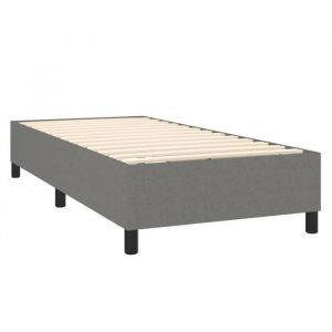 D&eacute;coshop26 Sommier &agrave; lattes sur pieds cadre de lit 90x190 cm tissu gris fonc&eacute; TDL0207104