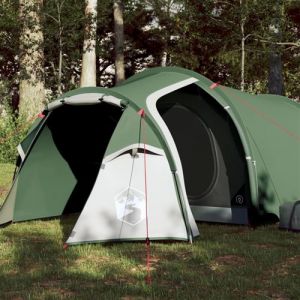 VidaXL Tente de camping 3 personnes vert 370x185x116 cm taffetas 185T