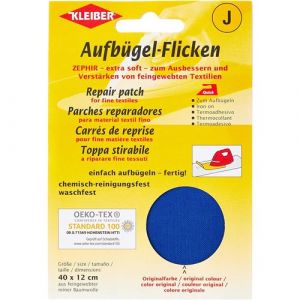 Kleiber 40 x 12 cm Patch Coton thermocollant pour r&eacute;parer Textiles &agrave; Mailles Fines, Bleu