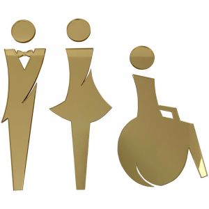 Pictogramme WC en relief - Plexi miroir or