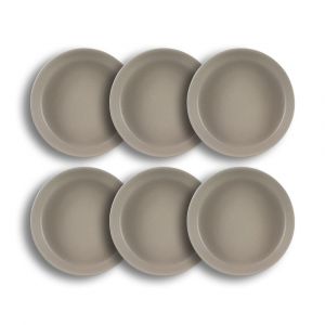 Novastyl Lot de 6 assiettes creuses gris en grès 20,5cm