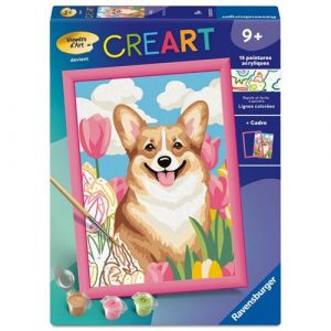 Ravensburger CreArt Kids 18x24cm &ndash; Num&eacute;ro d'Art &ndash; Corgi &ndash; Kit de peinture par num&eacute;ros &ndash; Des 9 ans &ndash; 12023222