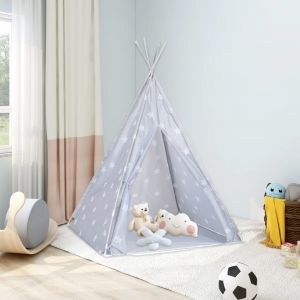 VidaXL Tente tipi pour enfants avec sac Polyester Gris 115x115x160 cm