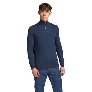 Jack & Jones Pull zip &agrave; quart homme bleu