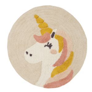 Guy Levasseur Tapis enfant rond en coton ecru 70x70cm