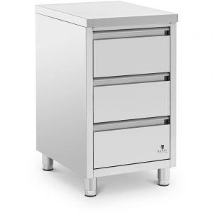 Royal Catering Meuble bas de cuisine en inox 3 tiroirs Caisson de cuisine bas