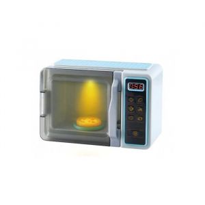 Four micro ondes electronique enfant - plateau tournant minuterie son et lumiere - set jouet accessoire cuisine + carte