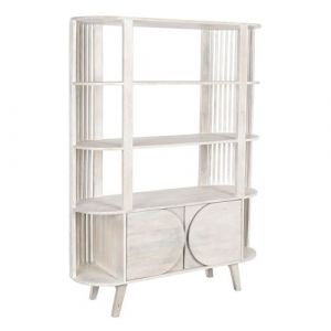 Etagère en manguier coloris blanc - Longueur 116 x Profondeur 40 x Hauteur 160 cm -PEGANE-