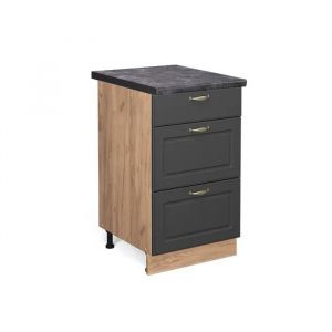 Meuble Elements Separes Bas Cuisine Fame-Line, 50 Cm, Pt Anthracite, Anthracite-Or, Vicco