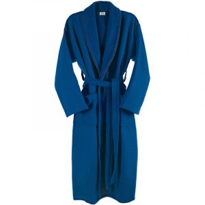 Peignoir en coton nid d'abeille en bleu l/xl - Wellhome