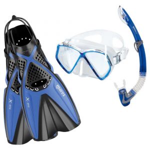 Image de Mares Masque Tuba et Palmes Enfant Aquazone Set X-One Pirate, Ensemble avec Masque, Tuba et Palmes Snorkeling Enfants - Unisex Bleu S