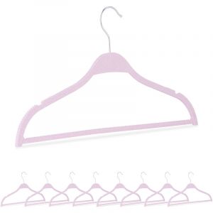 Relaxdays Cintre en Paille de blé et Plastique, lot 10, Durable, Accessoire Peu encombrant, encoches, Barre, Rose