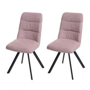 Lot de 2 chaises de salle &agrave; manger MENDLER HWC-J69 velours rose