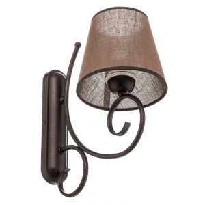 Lumiere Applique murale avec abat-jour en tissu marron, 1x E27
