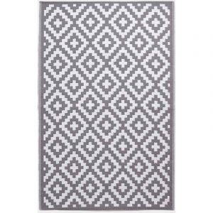Tapis extérieur terrasse réversible Homescapes Tapis de jardin Zoe Gris 75x200 cm
