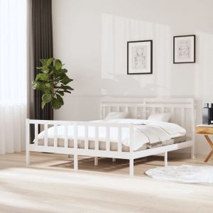 VidaXL Cadre de Lit Bois Massif Blanc 180x200 cm Super King