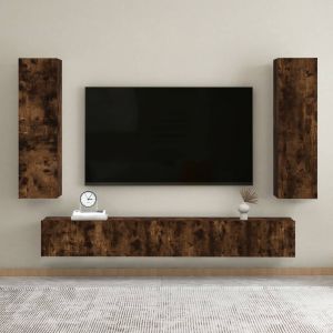 Image de VidaXL Meubles TV muraux 2 pcs Chêne fumé 30,5x30x110 cm