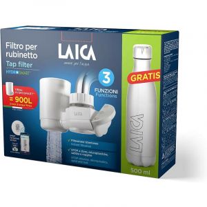 Laica Filtre à eau pour robinet Venezia - Jusqu'à 900 L - 3 fonctions - Avec bouteille en acier inoxydable