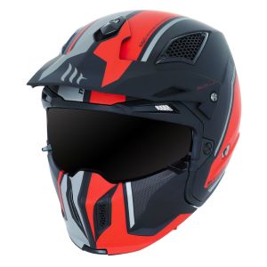 Casque trial simple ecran dark transformable avec mentonniere amovible MT Helmets MT STREetFIGHTER SV SKULL(livre avec un ecran supplementaire miroir)