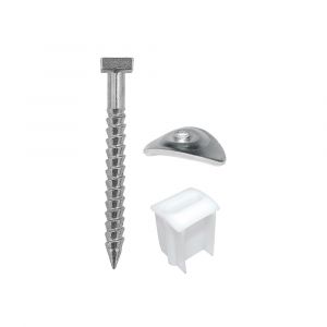 Ensemble plaquette + tirefond +cale fixation GO PVC