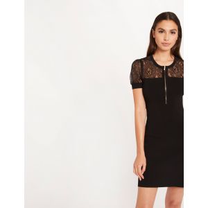 Image de Morgan Robe pull droite avec dentelle Noir