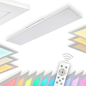 Hofstein Panneau LED Antria blanc, plafonnier moderne plat à variation d'intensité et changement de couleur, 42 Watt, 3000 Lumen max, 2700-5000 Kelvin, télécommande incluse