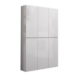 Dmora - Meuble à chaussures Ddomingue Blanc brillant 122x34h200 cm