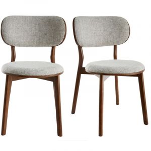 Image de Miliboo Chaises scandinaves en tissu gris clair et bois foncé noyer (lot de 2) fauvette - Noyer