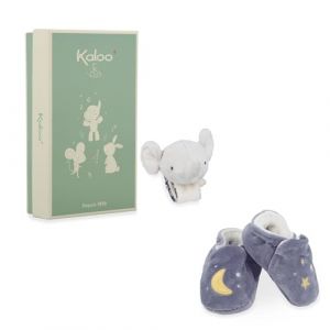 Kaloo Coffret chaussons et bracelet sonore elephant