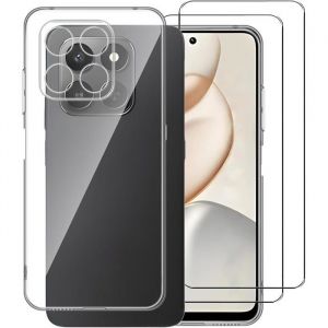 Novago Compatible avec Honor 400 Smart 4G/ Honor 400 Smart 5G - Pack Complet - Coque R&eacute;sistante Transparente + 2 Films vitre Protection &eacute;cran en Verre tremp&eacute; r&eacute;sistant