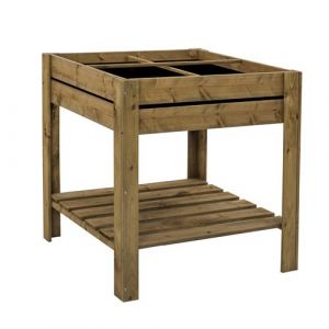 Image de Gardiun Potager Sur Pieds En Bois Traité Diy 98 L 75 cm x 75 cm x 79 cm