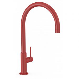 Robinet mitigeur de lavabo avec bec circulaire de 41 cm en laiton avec finition de couleur rouge en C Study XL TRES