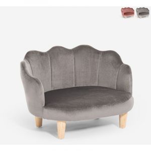 Fauteuil canap&eacute; coquillage pour chiens et chats en velours Pally - Gris