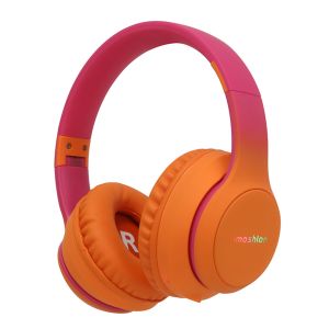 Imoshion Kids Headphones with LED Lighting - With Decibel Limiter - Bluetooth Headphones Kids - Wireless Over-Ear Headphones - Hot Pink / Apricot Orange Crush