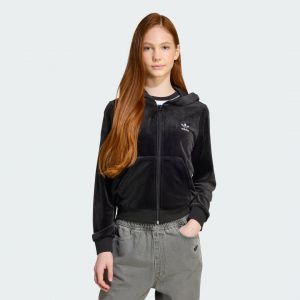 Adidas Originals Sweat-shirt à capuche zippée en velours Enfants, pointure 140 cm - Taille 140 cm