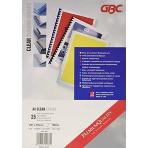 GBC Plat de couverture HiClear A4 180 microns Transparent 25 pcs