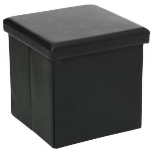 Atmosphera Pouf carré Pliant - PVC - 38 x 38 x 37,5 - Noir